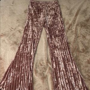 Mauve Velour high waisted pants